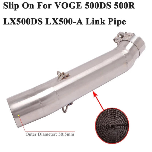 Slip On VOGE 500DS 500R Motorcycle Exhaust Tail 51mm Muffler Middle Link Pipe