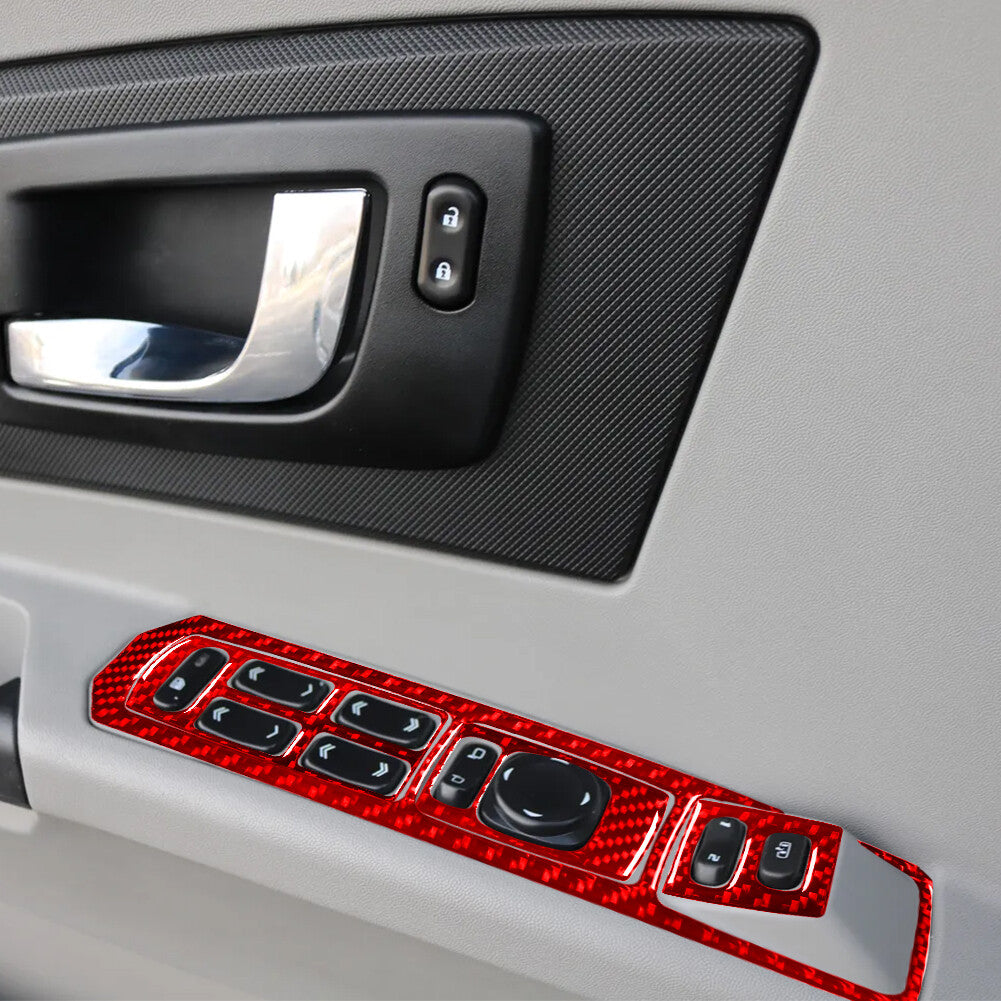 2Pcs Carbon Fiber Door Window Lift Control Panel Trim for Cadillac CTS 2003-2007