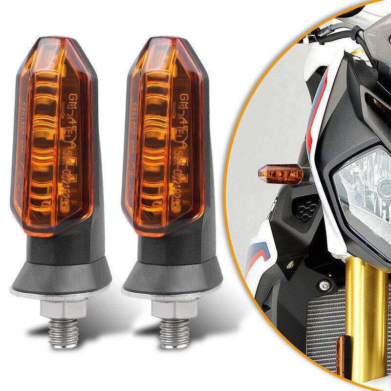2X Universal Front LED Motorcycle Turn Signal Indicator Light Amber Blinker Lamp