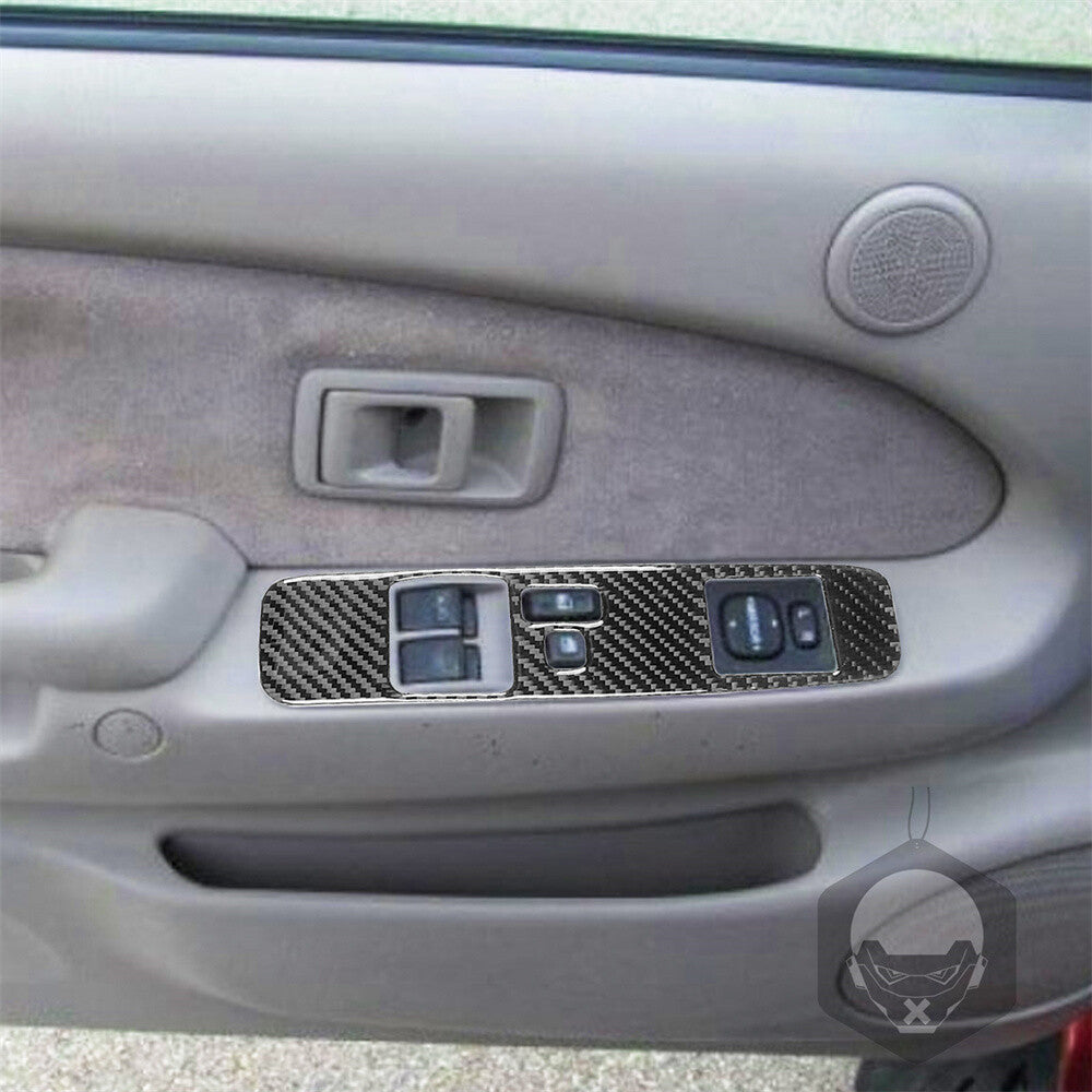 3¡ÁCarbon Fiber Window Lift Switch Button Trim for Toyot@ Tacom@ 2-Door 2001-2004
