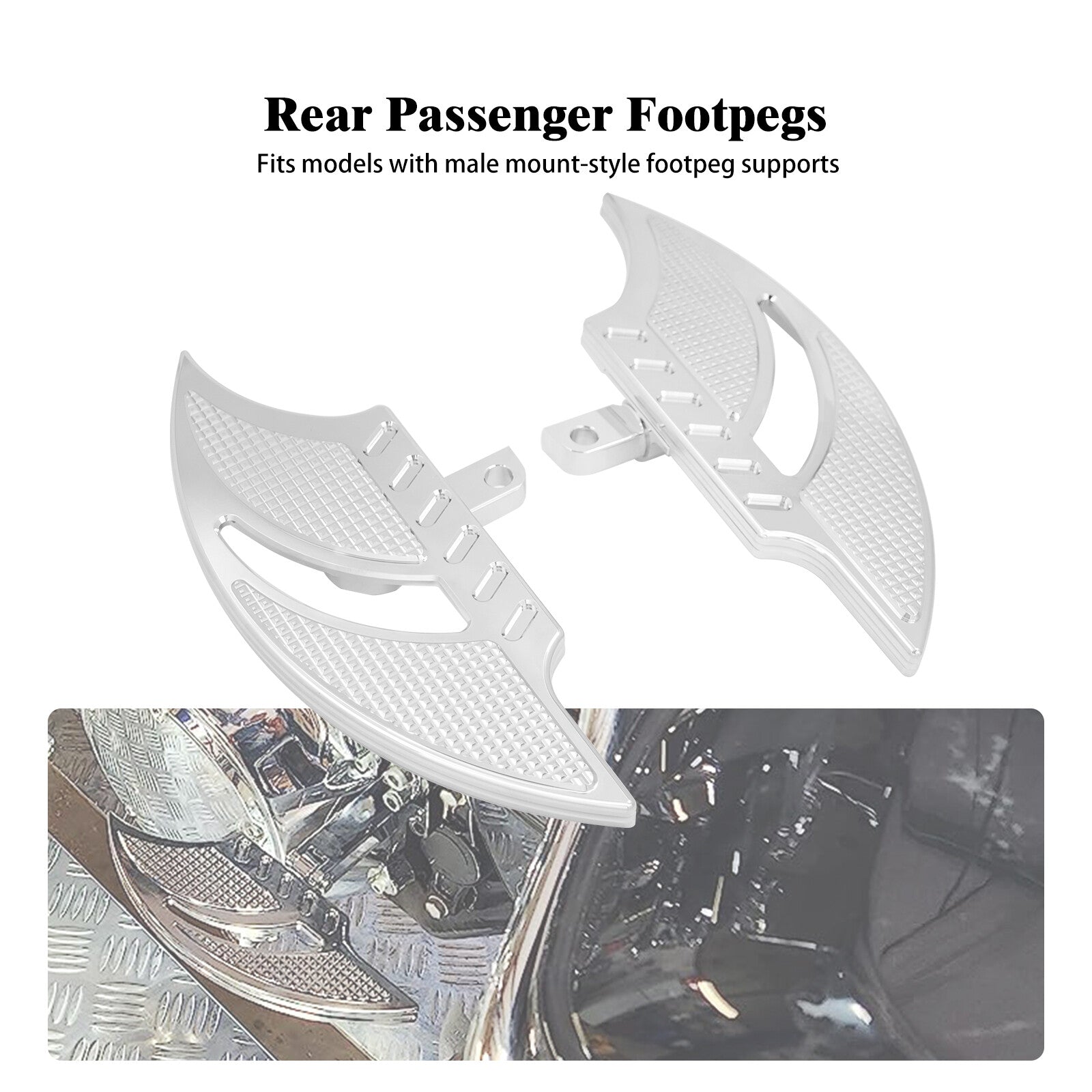 Rear Passenger Foot Pegs Floorboard Chrome Pedals Fits for Harley Touring Dyna