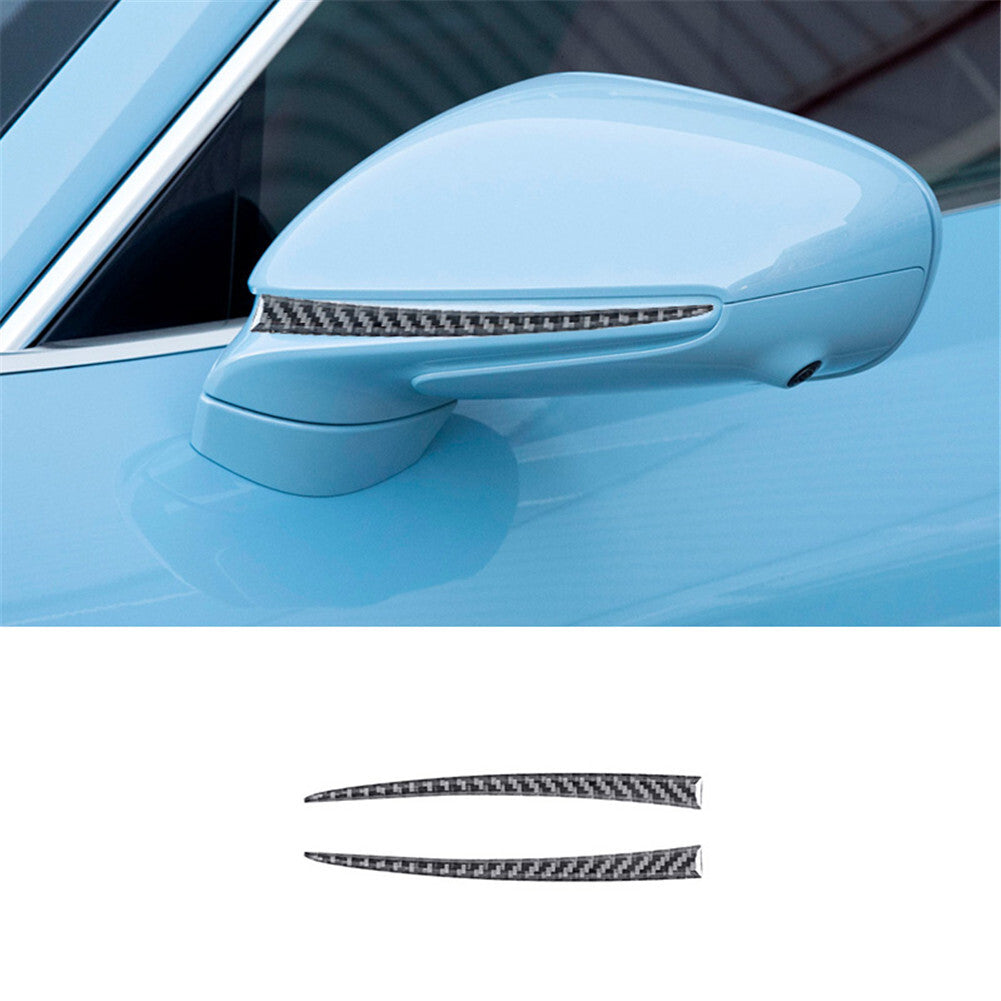 2Pcs Carbon Fiber Interior Rearview Mirror Cover Trim Strip for Porsche Taycan