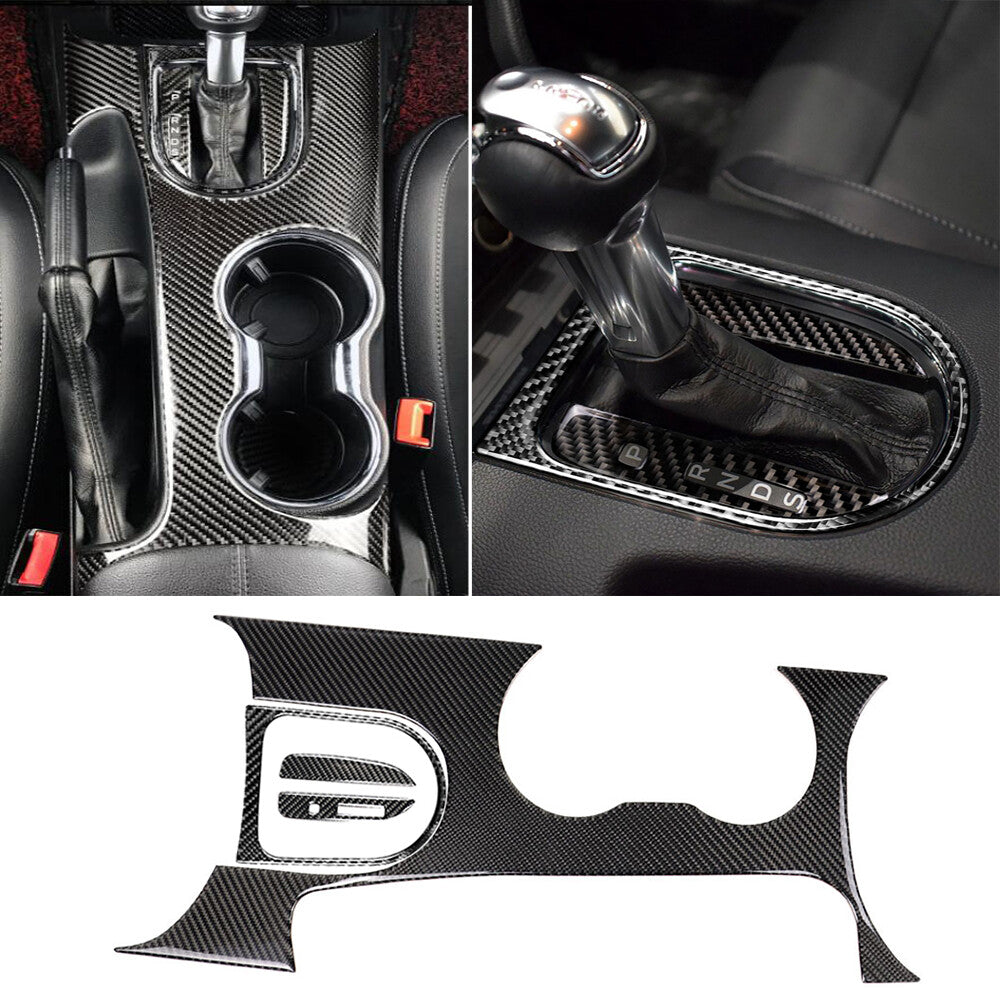 4PCS Carbon Fiber Gear Shift Box Panel Cup Holder Cover for Ford for Mustang 2015-22