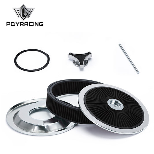 14 x 3 Air Cleaner Set Super Flow Washable Element Black Recessed Chrome Top