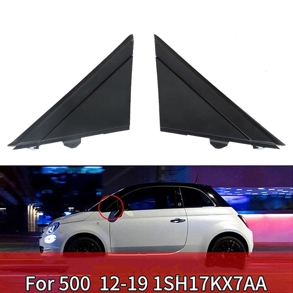 2x For 12-19 for Fiat 500 Door Mirror Flag Cover Moldings Left & Right Matte Black
