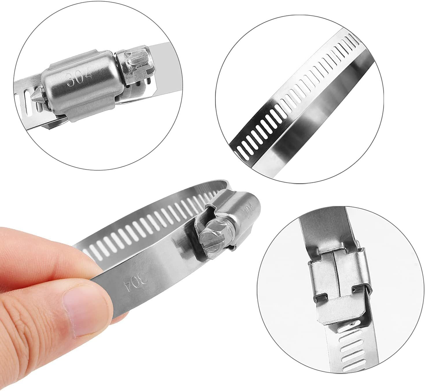 12-inch Adjustable Hose Clamps 6-Piece Pack Worm Gear Stainless Steel Clamps Category