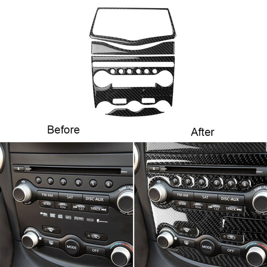 5Pcs Carbon Fiber Conditioner Control Panel Cover Trim for Nissan 370Z 2009-2020