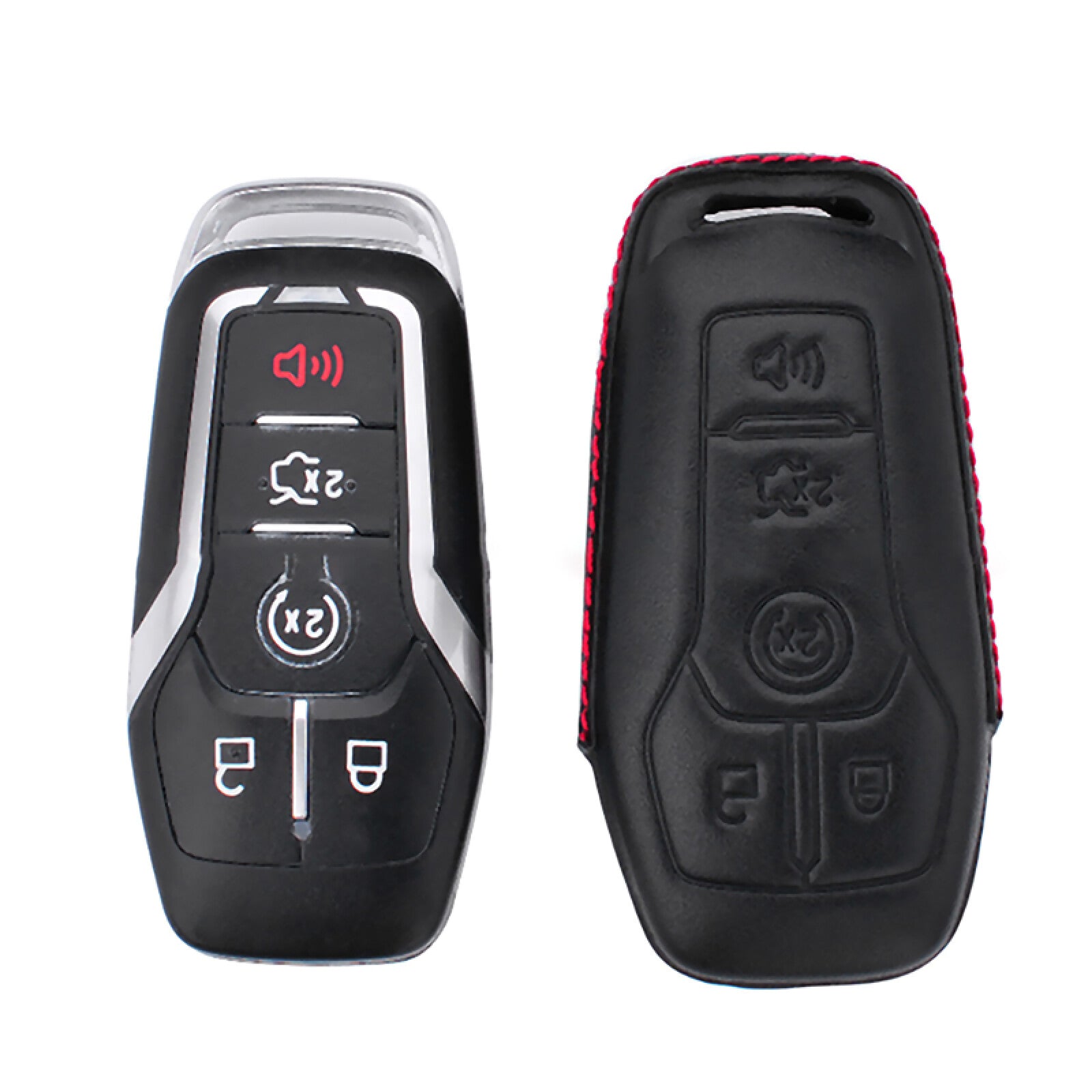 5 Button Leather for Smart Key Case Fob Cover Shell for Ford for Mustang Explorer F150