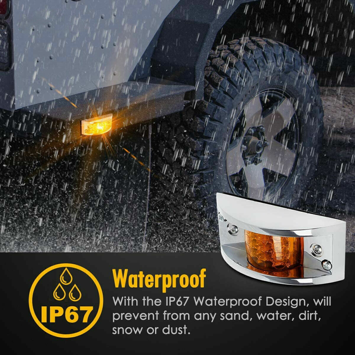 2-8x 12LED Side Marker Light Clearance Light Amber/Red Sealed Chrome Truck Lorry