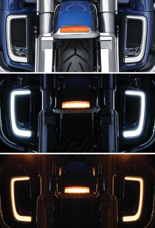 for Harley Touring FLHTK FLTRU 14-20 LED Fairing Lower Grills Turn Signal Light