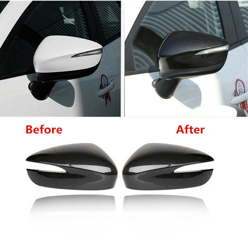 2P Carbon Fiber Side Door Rearview Mirror Cover Trim for Mazda CX-3 CX3 2016-21
