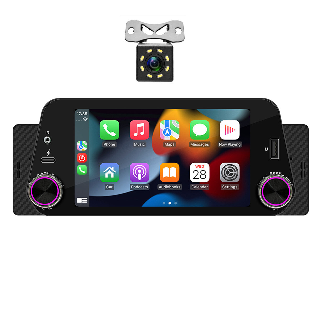 Single 1Din 5in Car Stereo Bluetooth Radio For Apple Carplay Android Auto Camera