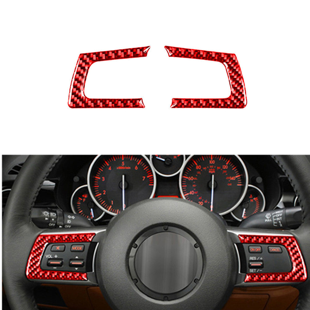 2PCS Red Carbon Fiber Steering Wheel Cover Fit for Mazda MX-5 Miata 2009-2015