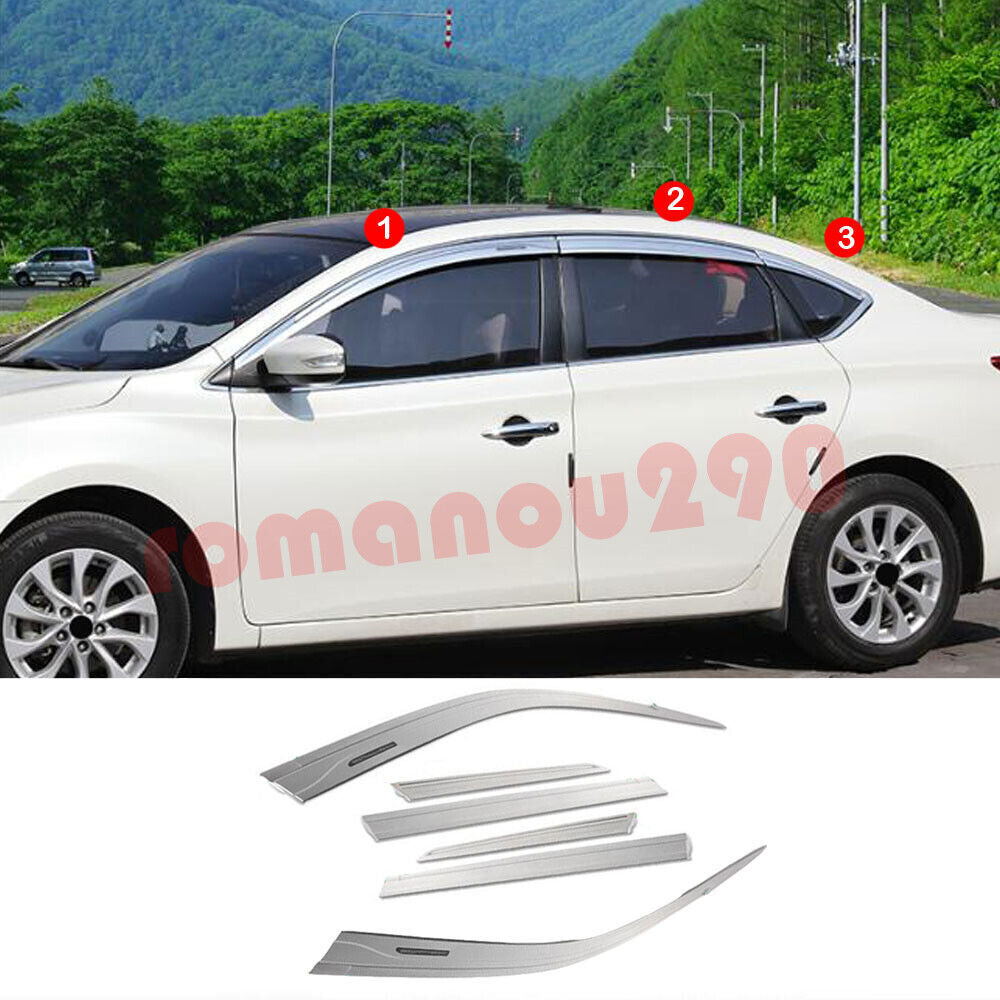 for Nissan Sentra 2013-2019 silver Window Wind Visors Rain Guard Vent Deflectors