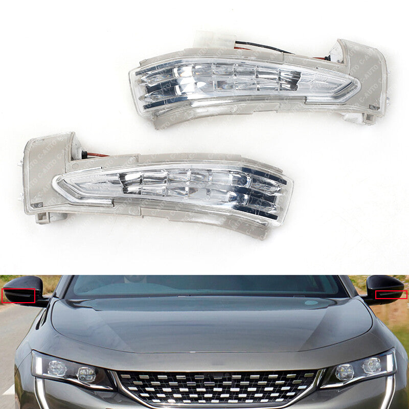 Pair rearview mirror lights turn signal lights for Peugeot 508 SW 2010-2017