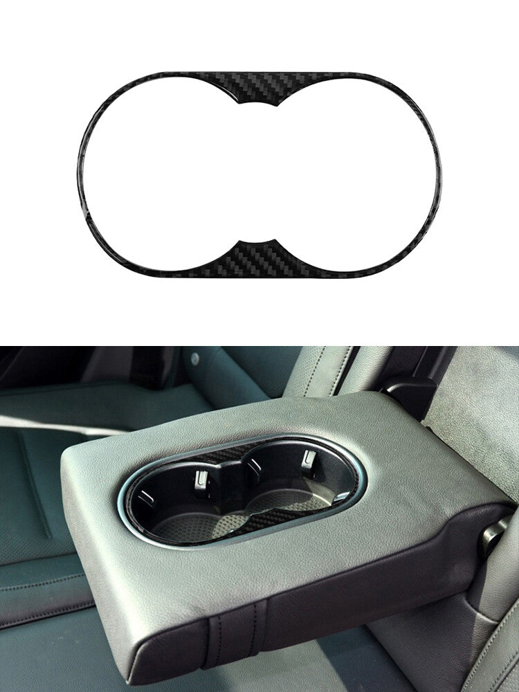 Rear for Seat Water Cup Holder Trim Cover Carbon Fiber for VW Touareg 2011-2018