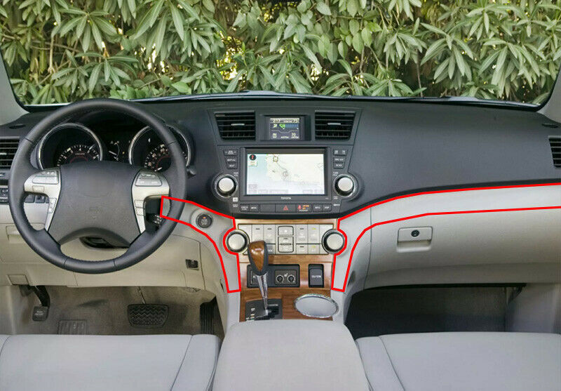 Black Wood Grain Central Console Dashboard Trim for Toyota Highlander 2008-2013