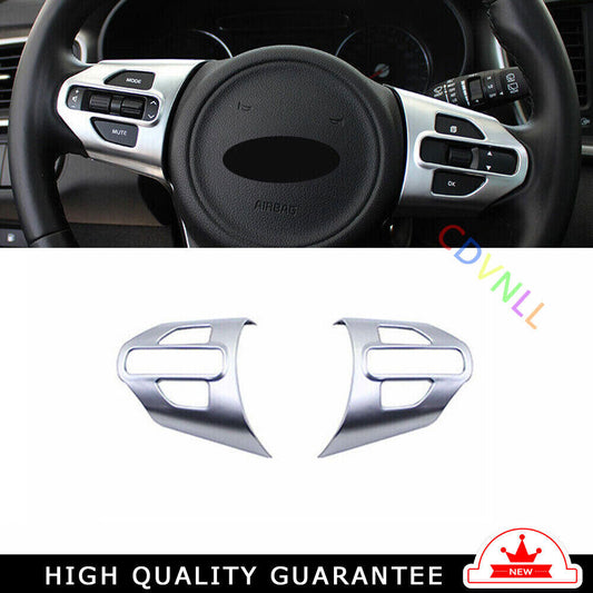 Inner Steering Wheel Button Frame Trim 2X for Kia Sorento DX 16-20 Matte Silver