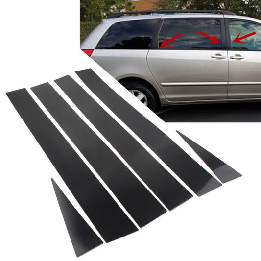 Door Window Pillar Post Cover Trim for TOYOTA for Sienna 2004-2010 Gloss Black 6 PCs