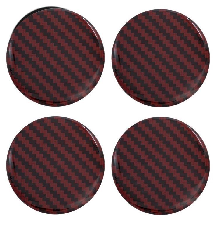Red 4x56 mm carbon fiber wheel center sticker, rim sticker, edge sticker, logo