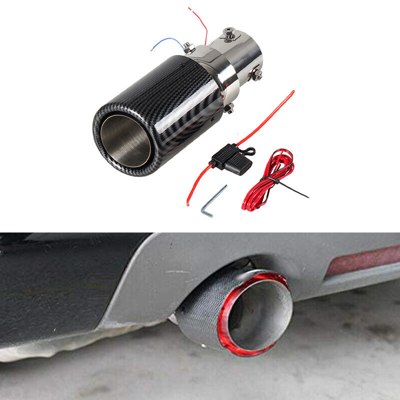 1Car Exhaust Muffler Tail Pipe Red LED Turbo Throat Rolled Models Rolled Edges