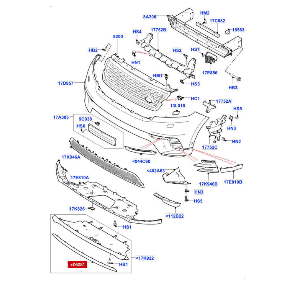 for Range Rover Velar 2017-2021 Black ABS Front Bumper Protector Cover Guard
