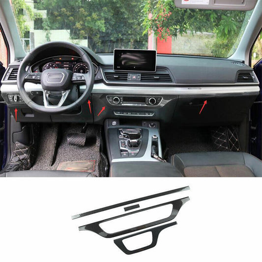 for Audi Q5 2018-24 Carbon Fiber Look Central Console Dashboard Panel Strip Trim