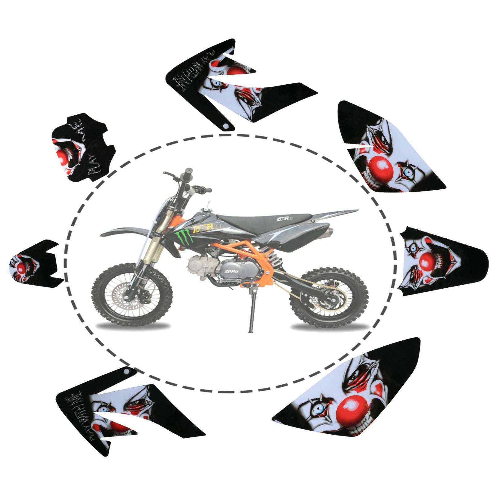 Decal and graphic kit for Honda CRF70 125cc and 150cc Pit bicycles and motorcycles