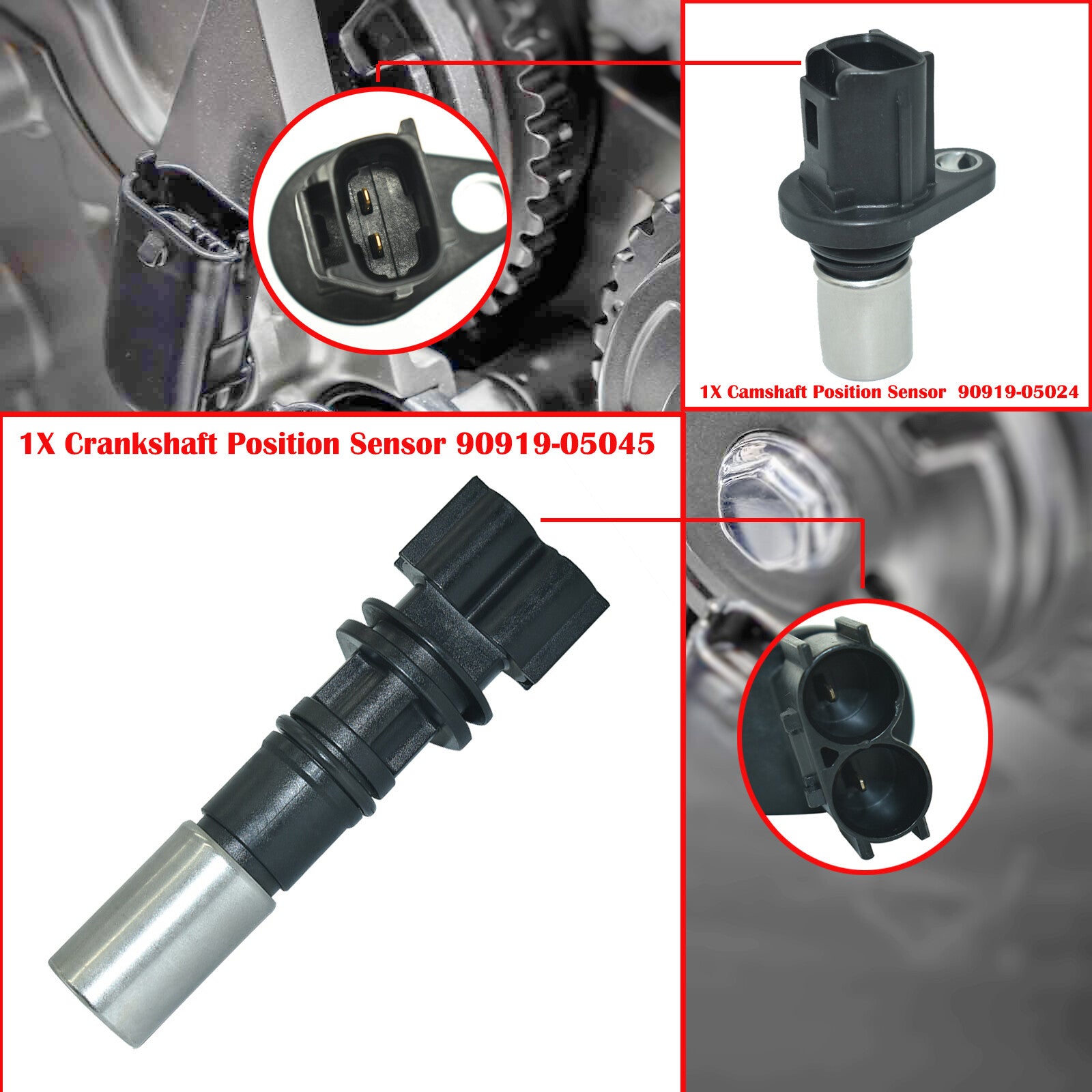 2x Cam/Crankshaft Position Sensor For 2000-16 for Toyota Prius Yaris for Scion xA xB