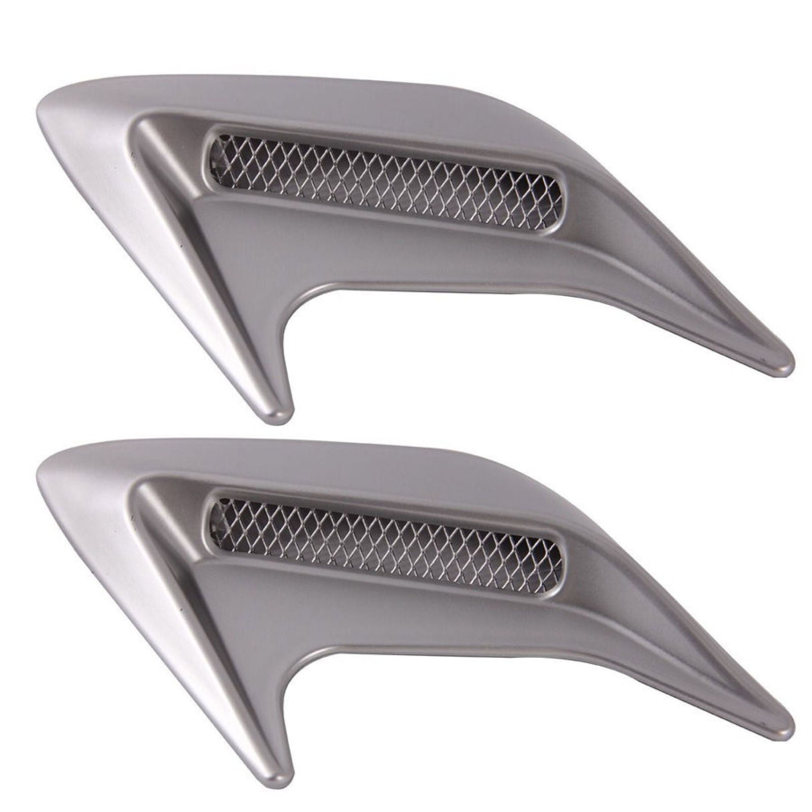 2 Pack New Auto Car Decorative Side Vent Air Flow Fender Intake Stickers Silver