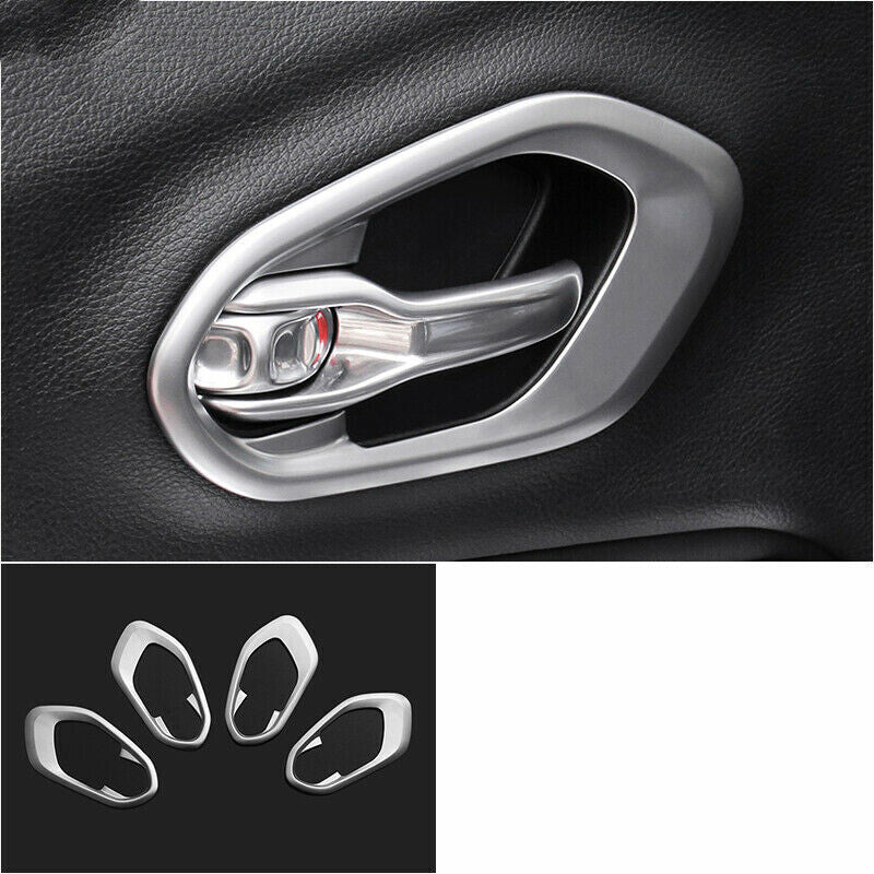 for Jeep Cherokee 2014-2021 Silver Inner Door Handle Bowl Frame Decor Cover Trim