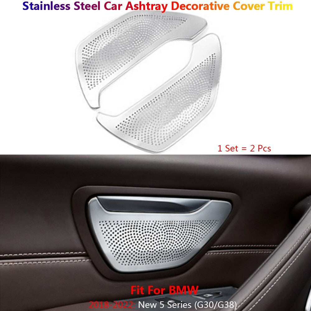 2x Stainless for BMW 5 Series G30 G31 Car Interior Inner Door Ashtray Cover Trim