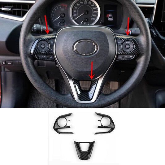 for Toyota for Corolla 20-2024 Inner Steering Wheel Frame Cover Trim Carbon Fiber 3X
