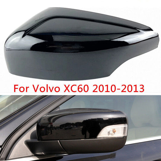 Black Left Side Rearview Door Mirror Cover Shell Cap for Volvo XC60 2010-2013