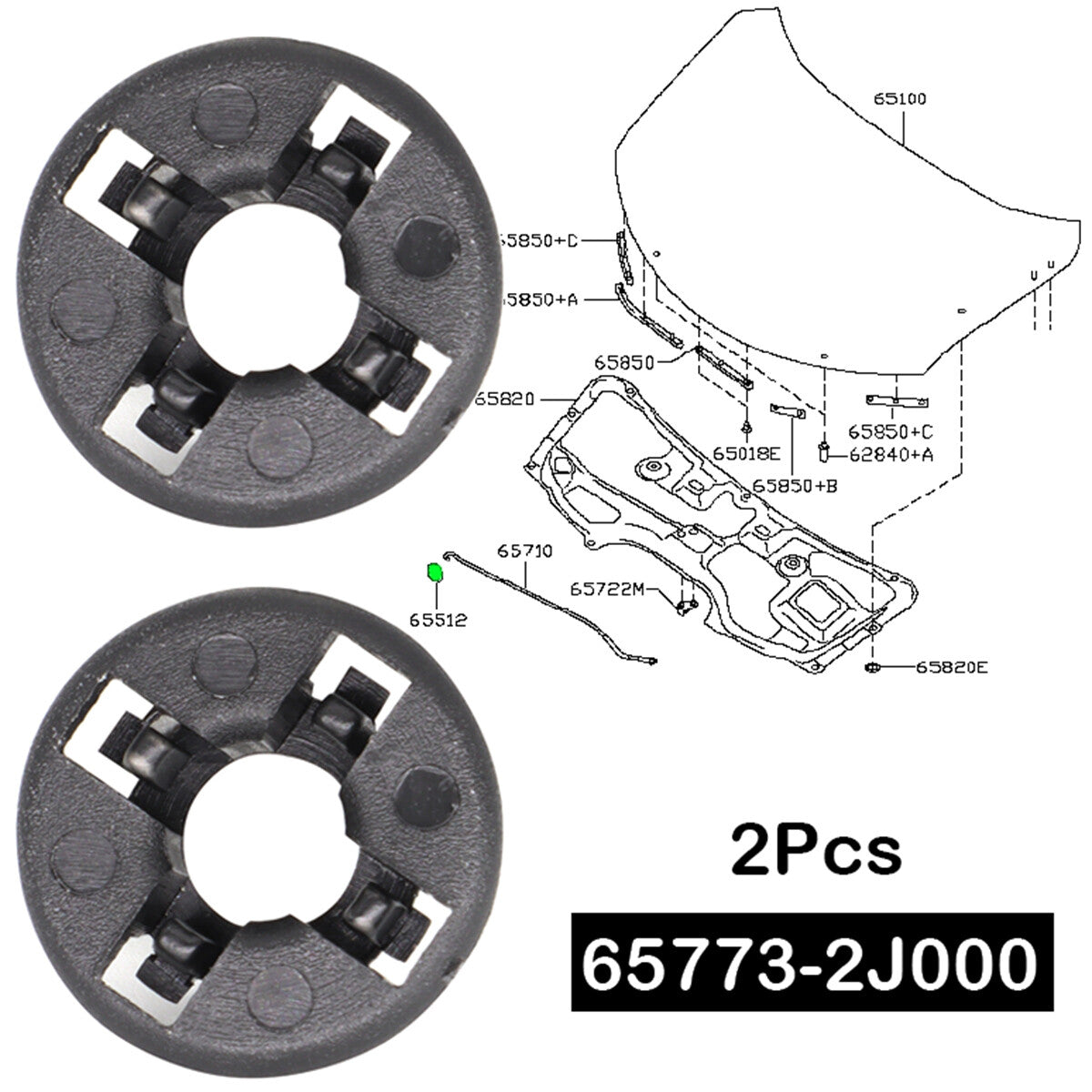 2x Hood Bonnet Prop Rod Support Clamp Clip for NISSAN JUKE Navara D40 Pathfinder