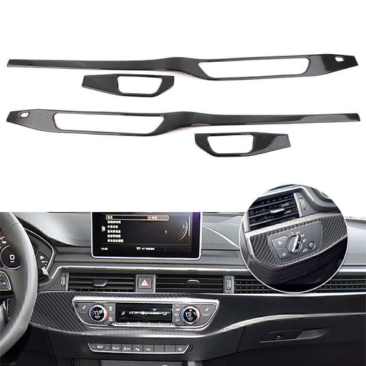 Carbon Fiber Interior Upper Air Vent Outlet Cover Trim Fit for Audi A4 B9 2017-2020