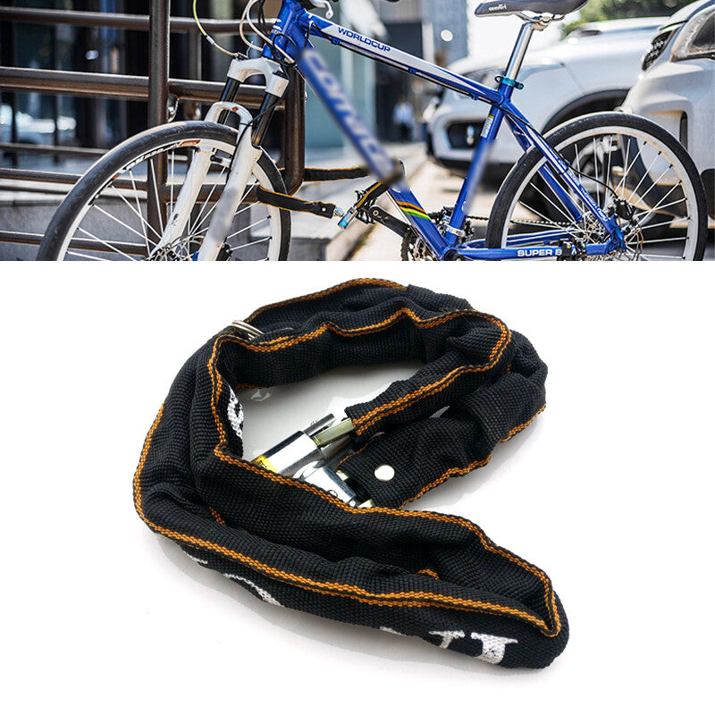 Anti-theft bicycle and motorcycle chain lock, portable road bike safety lock with 2 buttons