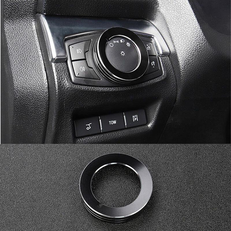Headlight Control Knob Ring Cover Trim for Ford Explorer 2011-19 Black Aluminum