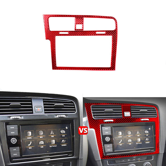 for VW for Golf 7 GTI MK7 2014-2019 Red Carbon Fiber GPS Navigation Panel Trim Cover