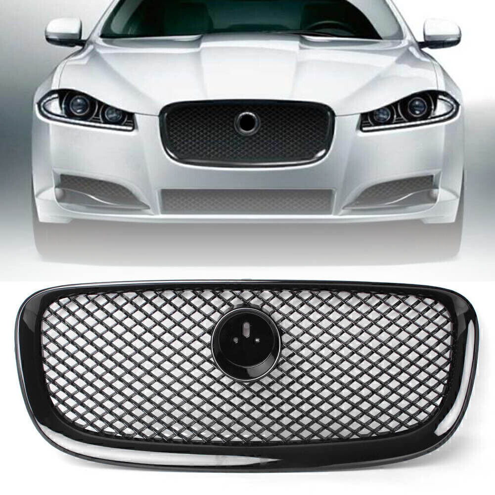 Front Upper Grill Grille Mesh Gloss Black for Jaguar XF XFR 2012 - 2015