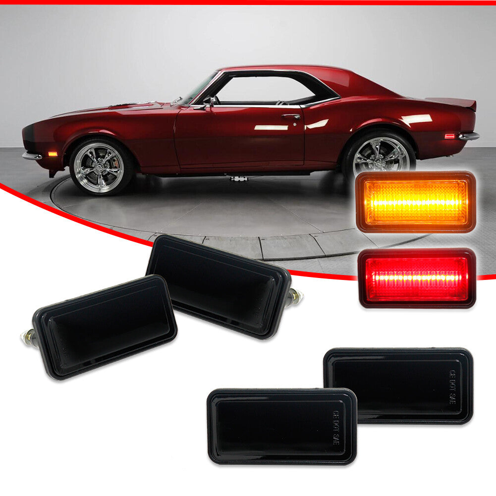 Four front and rear side marker lights are suitable for 68 and 69 for Chevrolet Camaro and for Chevrolet II Nova Impala.