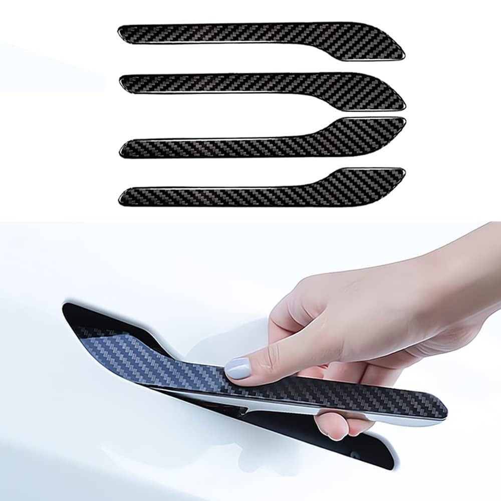 4x for Tesla Model 3 Y Accessories Glossy Carbon Fiber Door Handle Cover Sticker