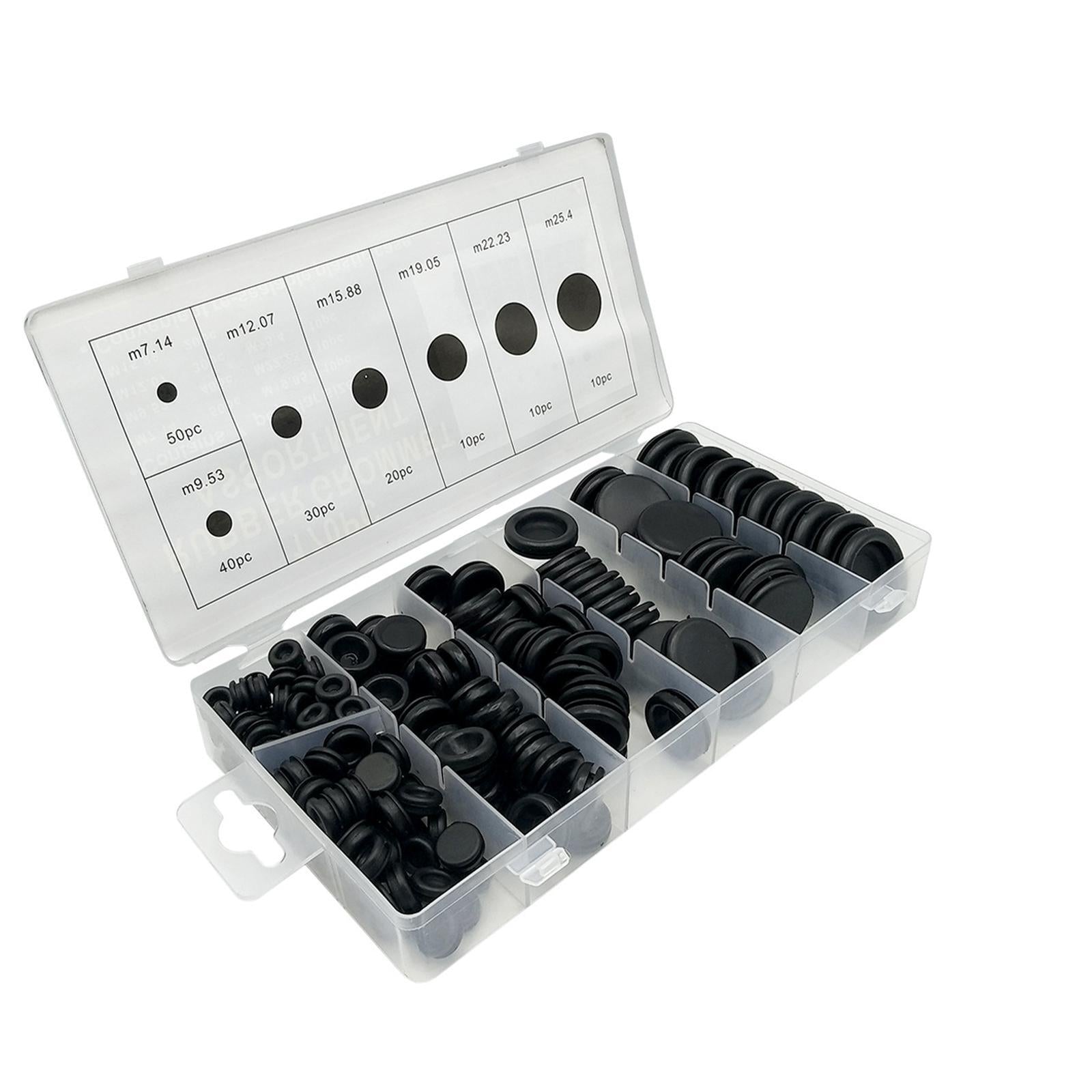 170pcs Rubber Washer Firewall Hole Plug Eyelet Set Gasket Seal Ring Assortment