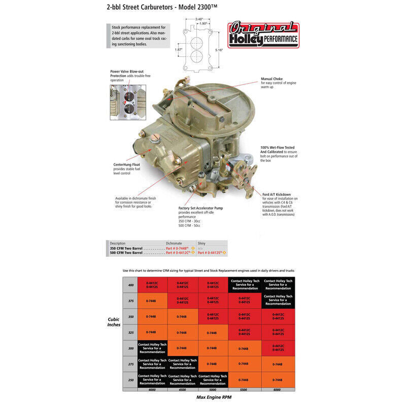 Suitable for 0-7448SA universal aluminum 350 CFM manual choke 2BBL carburetor