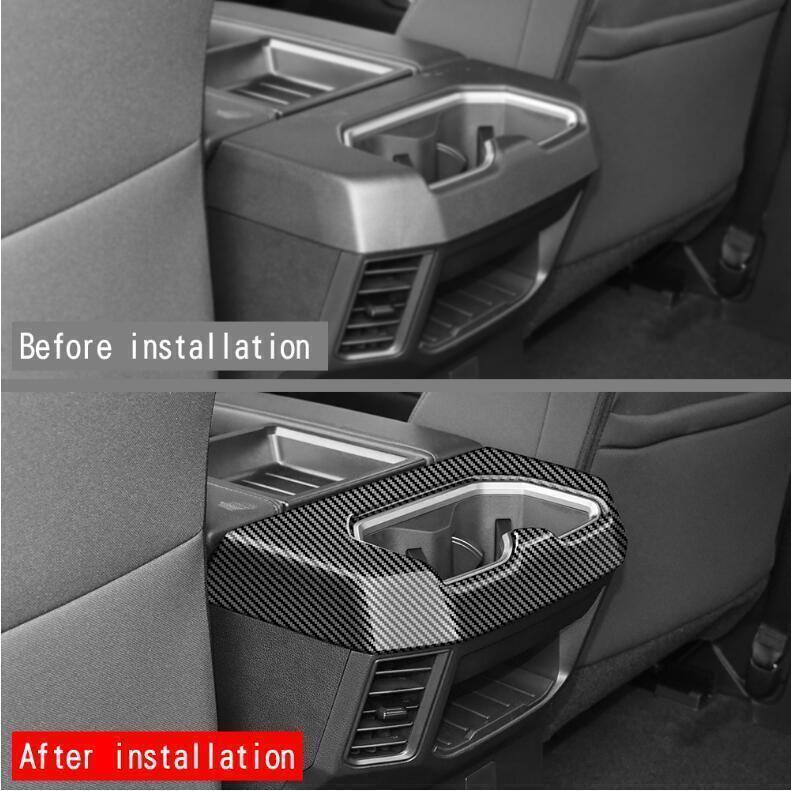for Toyota Tundra 22-2024 Carbon Fiber Look Rear Water Cup Holder Trim Frame 1P