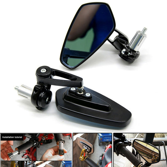 Motorcycle Handlebar Bar End Mirrors Rearview Mirror Universal 7/8 22mm Handle