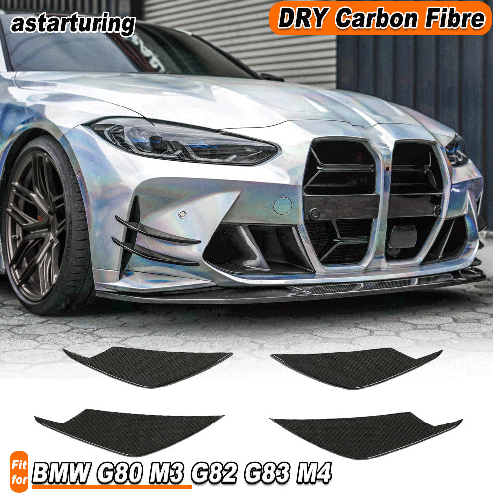 for BMW G80 M3 G82 G83 M4 2021-22 DRY CARBON Front Bumper Splitters Canard Fins