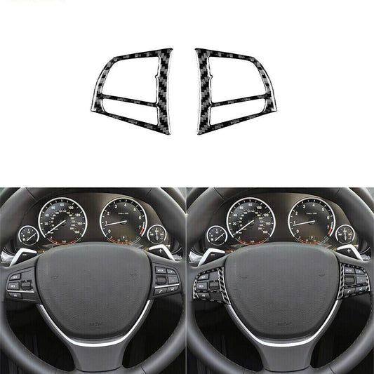 2Pcs Carbon Fiber Steering Wheel Button Cover Trim Fit for BMW 6 Series F12 F13