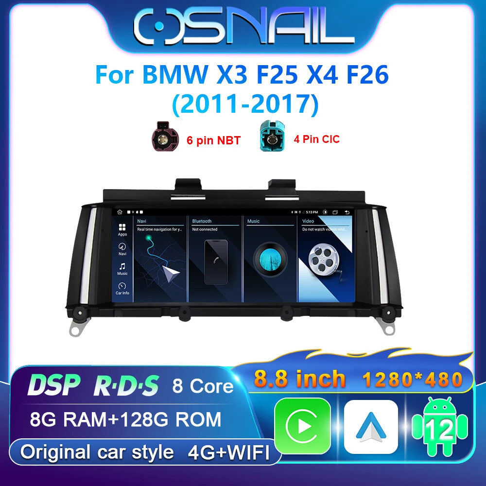 for BMW X3 F25 X4 F26 Car Radio GPS Navi CarPlay System Stereo 4G Android Player