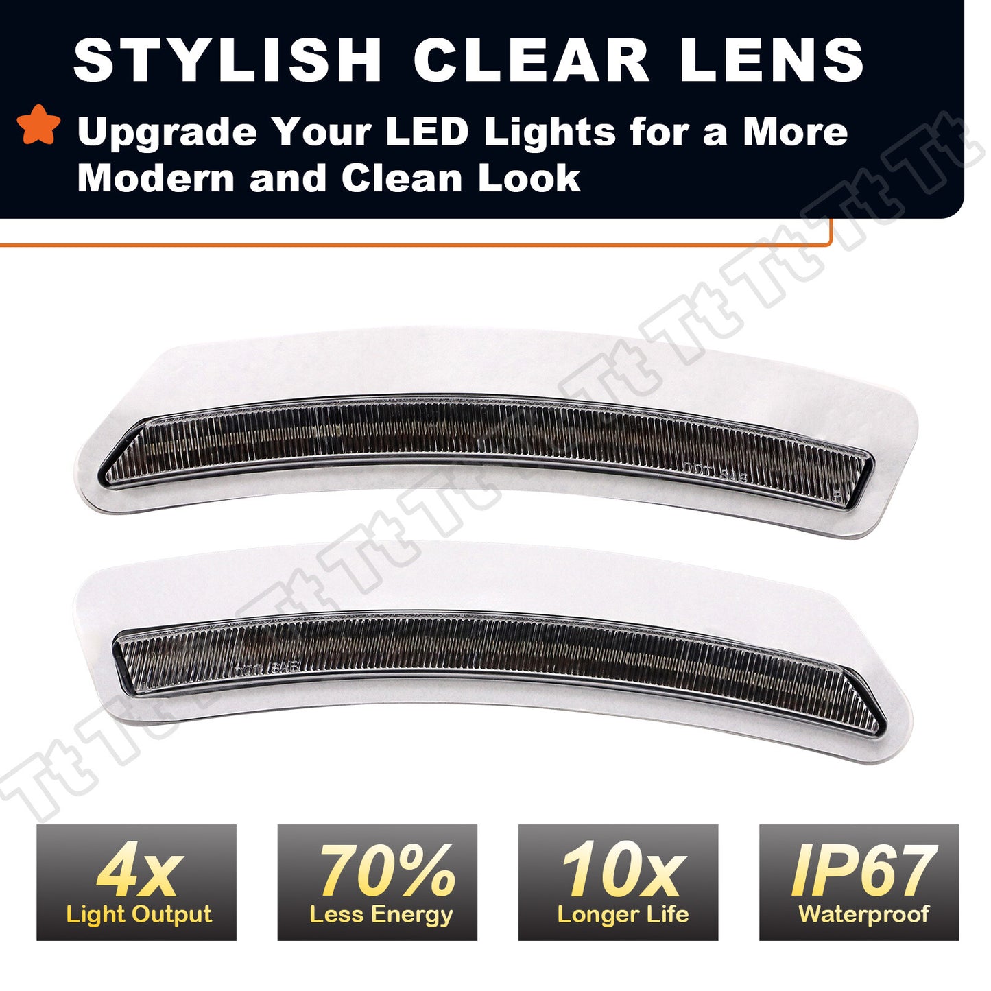 Front amber LED side marker lights with clear lens for 2018-2022 for Lexus LC500h 2x